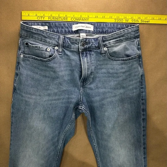 🔵 Calvin Klein Slim Jeans – W32 L30 – Classic Blue Fade - Picture 7 of 10